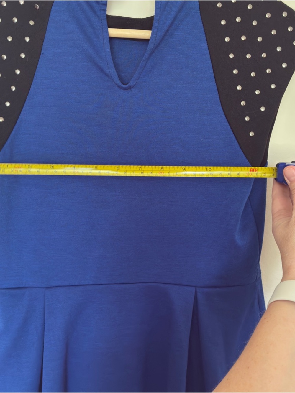 Monteau Blue Peplum Dress Studded Shoulders Womans Med Y2K Trendy Bodycon - Picture 7 of 8